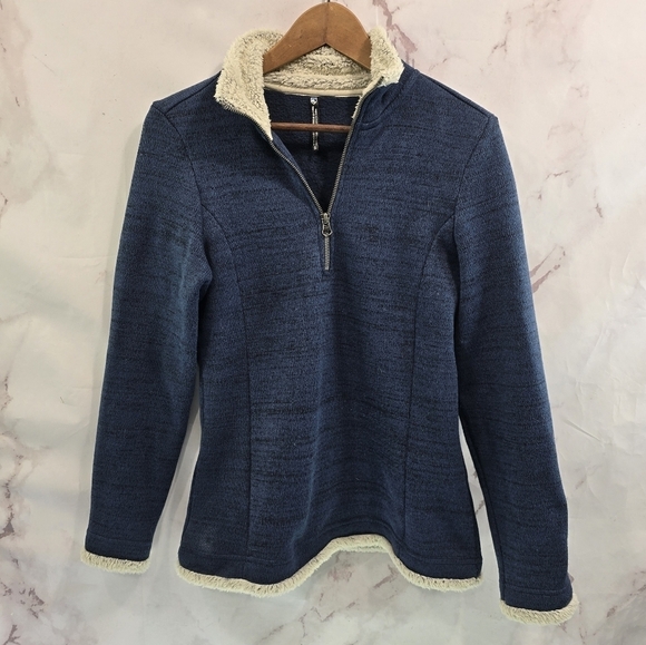 Kuhl Pullover Women Small Blue Plush Mock Sweater Teddy Sherpa Lined Alfpaca - Picture 1 of 10